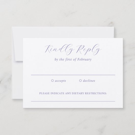 Traditionelle Lilac Elegant Wedding RSVP Karte (Vorderseite)