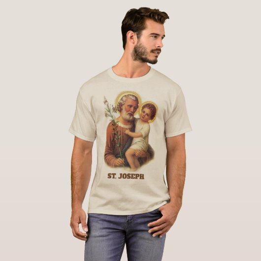 Traditionelle Lilien St- Josephkinderjesuss T-Shirt (Vorne ganz)