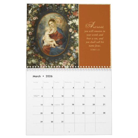Traditionelle Madonna und Kind Weihnachtsgeschenke Kalender (Mär 2026)