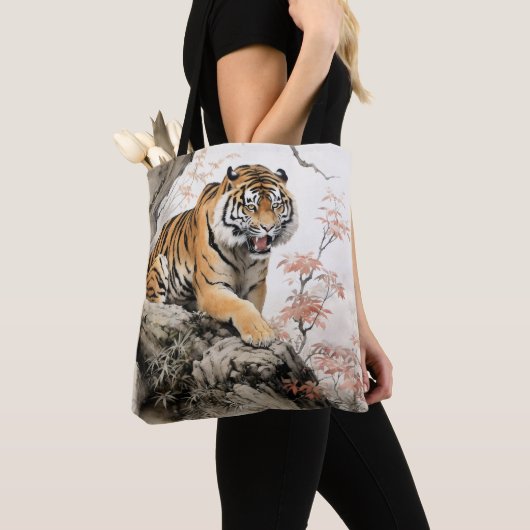 Traditionelle Malerei asiatischer Tiger Tasche (Von Nahem)