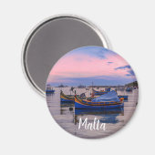 Traditionelle maltesische Boote in Marsaxlokk Magnet (Vorderseite/Rückseite)