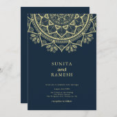 Traditionelle Mandala-Indische Hochzeit Einladung (Vorne/Hinten)