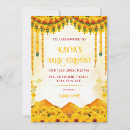 Traditionelle Marigold-Blumen-Haldi-Zeremonie-Einl Einladung