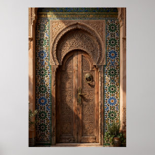 Traditionelle marokkanische Tür und Mosaik Poster