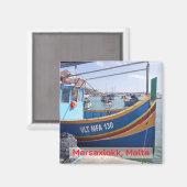 Traditionelle Marsaxlokk Boats, Malta Souvenir Magnet (Vorderseite/Rückseite)