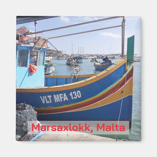 Traditionelle Marsaxlokk Boats, Malta Souvenir Magnet (Vorne)
