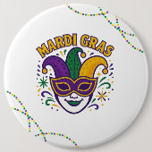 Traditionelle Maske in den Farben des Mardi Gras Button (Vorderseite)