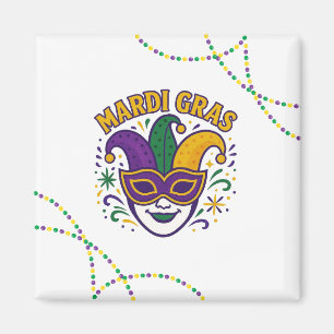Traditionelle Maske in den Farben des Mardi Gras Magnet