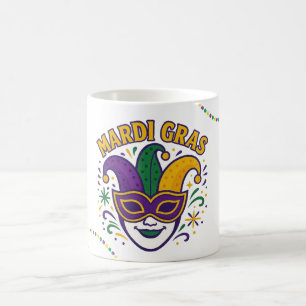 Traditionelle Maske in Mardi-Gras-Farben Kaffeetasse