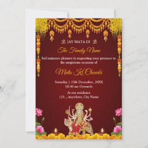 Traditionelle Mata Ki Chowki Einladungskarte Einladung
