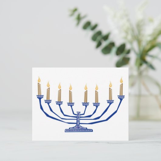 Traditionelle Menorah Postkarte (Stehend Vorderseite)