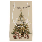 Traditionelle Merry Christmas Antique Gold Custom Kleine Geschenktüte (Vorderseite)
