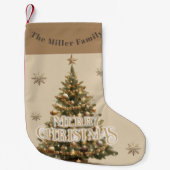 Traditionelle Merry Christmas Antique Gold Custom Kleiner Weihnachtsstrumpf (Vorderseite)