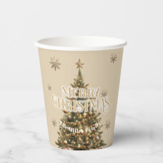 Traditionelle Merry Christmas Antique Gold Custom Pappbecher