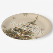 Traditionelle Merry Christmas Antique Gold Custom Pappteller (Schrägansicht)