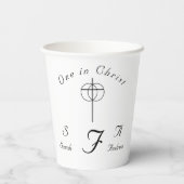 Traditionelle Mit Monogramm katholische Hochzeit Pappbecher (Rückseite)