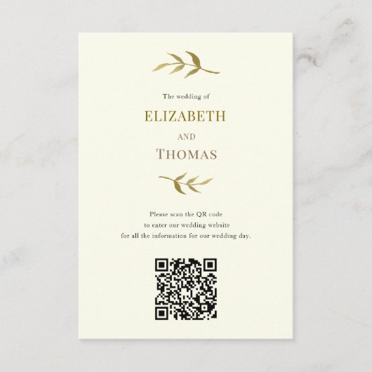 Traditionelle moderne Hochzeitswebsite qr Code Begleitkarte (Vorderseite)