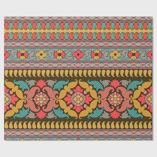 Traditionelle Moghul Border Designart, ethnisch, Geschenkpapier (Flach)