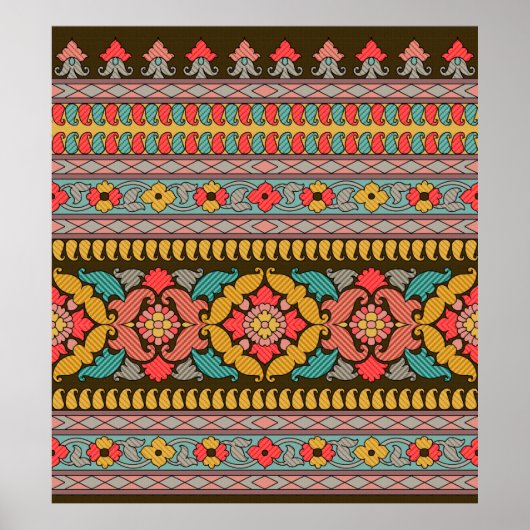 Traditionelle Moghul Border Designart, ethnisch, Poster (Vorne)