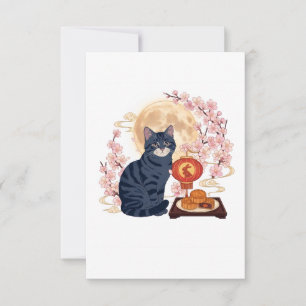 Traditionelle Mondkuchen-Katze zum Mittherbstfest Dankeskarte