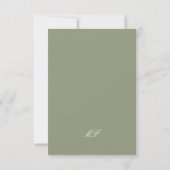 Traditionelle Mongram Classic Sage Green Wedding RSVP Karte (Rückseite)