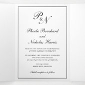 Traditionelle Mongram-feierliche Hochzeit Dreifach Gefaltete Einladung (Innenseite Mitte)