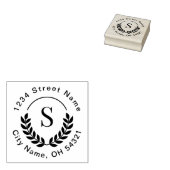 Traditionelle Monogram-Initial-Laurel-Rücksendeadr Gummistempel (Stempel)