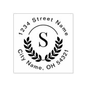 Traditionelle Monogram-Initial-Laurel-Rücksendeadr Gummistempel (Prägung)