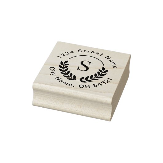Traditionelle Monogram-Initial-Laurel-Rücksendeadr Gummistempel (Stempel)