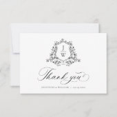 Traditionelle Monogram Wappen Floral Elegant Weddi Dankeskarte (Vorderseite)