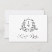 Traditionelle Monogram Wappen Floral Elegant Weddi RSVP Karte (Vorderseite)
