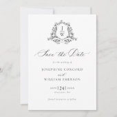 Traditionelle Monogram Wappen Floral Elegant Weddi Save The Date (Vorderseite)