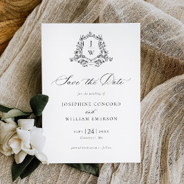Traditionelle Monogram Wappen Floral Elegant Weddi Save The Date