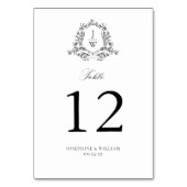 Traditionelle Monogram Wappen Floral Elegant Weddi Tischnummer (Vorderseite)