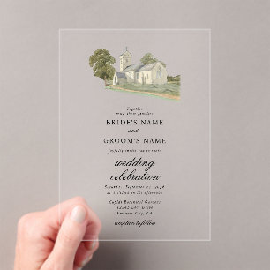 Traditionelle Monogramm-Hochzeit der Wasserfarbenk Acryleinladungen