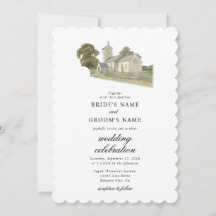 Traditionelle Monogramm-Hochzeit der Wasserfarbenk Einladung