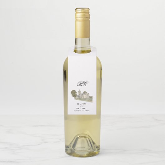 Traditionelle Monogramm-Hochzeit der Wasserfarbenk Flaschenanhänger (Auf Flasche)