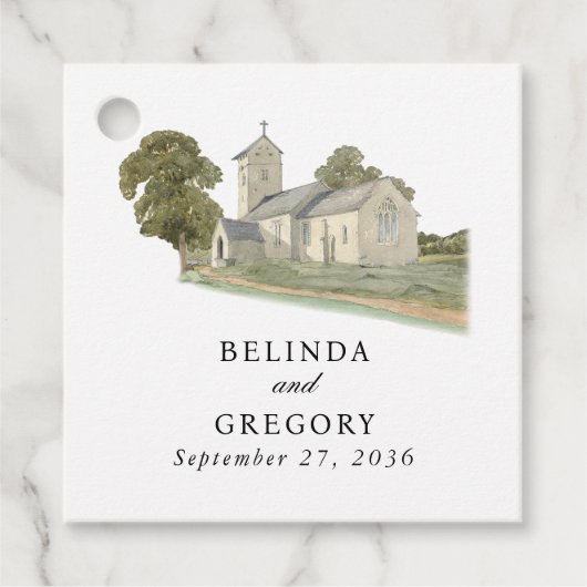 Traditionelle Monogramm-Hochzeit der Wasserfarbenk Geschenkanhänger (Vorderseite)