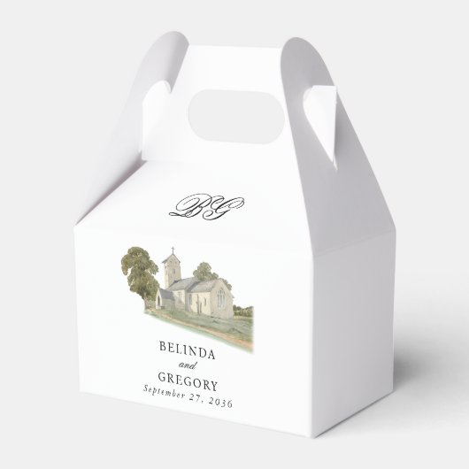 Traditionelle Monogramm-Hochzeit der Wasserfarbenk Geschenkschachtel (Vorderseite)