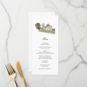 Traditionelle Monogramm-Hochzeit der Wasserfarbenk Menükarte
