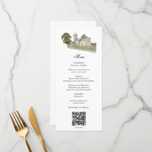 Traditionelle Monogramm-Hochzeit der Wasserfarbenk Menükarte