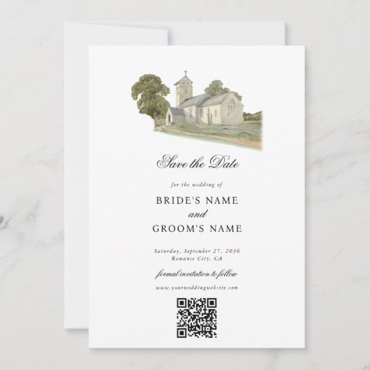 Traditionelle Monogramm-Hochzeit der Wasserfarbenk Save The Date (Vorderseite)
