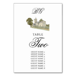 Traditionelle Monogramm-Hochzeit der Wasserfarbenk Tischnummer