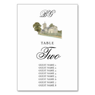 Traditionelle Monogramm-Hochzeit der Wasserfarbenk Tischnummer