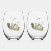 Traditionelle Monogramm-Hochzeit der Wasserfarbenk Weinglas Ohne Stiel (Rückseite)