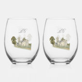 Traditionelle Monogramm-Hochzeit der Wasserfarbenk Weinglas Ohne Stiel (Vorderseite)