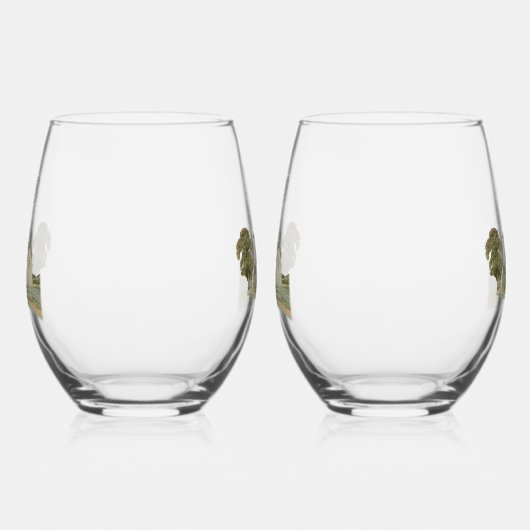 Traditionelle Monogramm-Hochzeit der Wasserfarbenk Weinglas Ohne Stiel (Links)