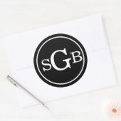 Traditionelle Monogramm Schwarzweißkreislauf Runder Aufkleber (Umschlag)