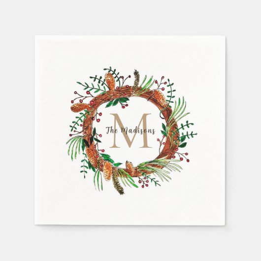 Traditionelle Monogramm Weihnachtsservietten für P Serviette (Vorderseite)