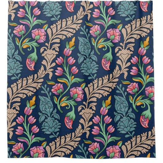 Traditionelle Mughal Allover Designart, Muster, Fl Duschvorhang (Vorderseite)